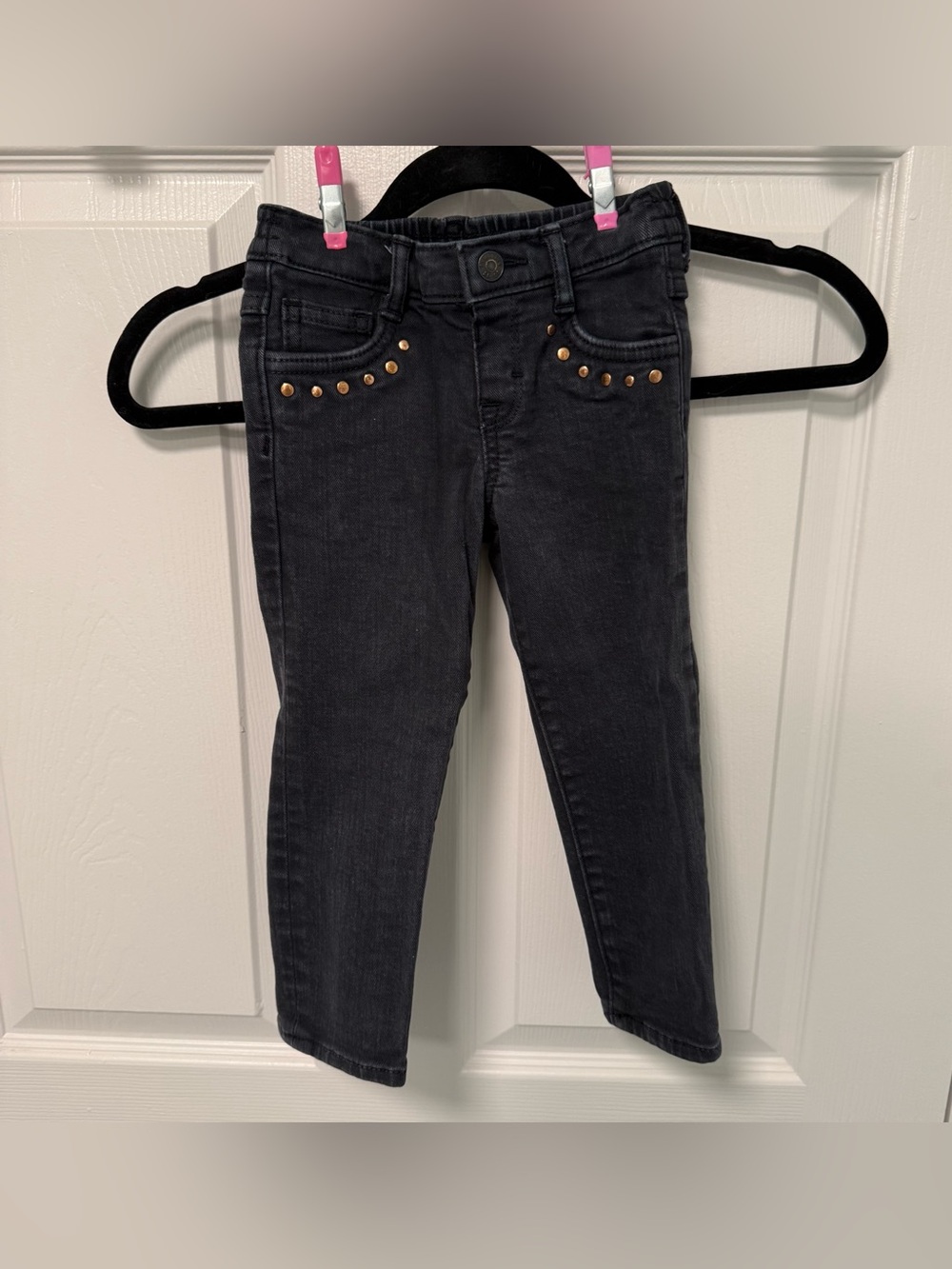 Gymboree Toddler Unisex Black Jeans Pull On Stud Front Pockets Sz 2T